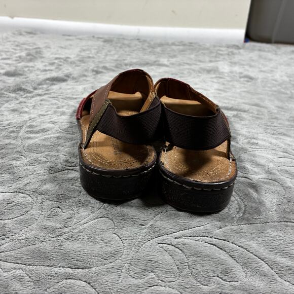 Naturalizer Sandals Womens 6 Red Brown Slingback Leather Western Summer Y2K - Picture 4 of 8